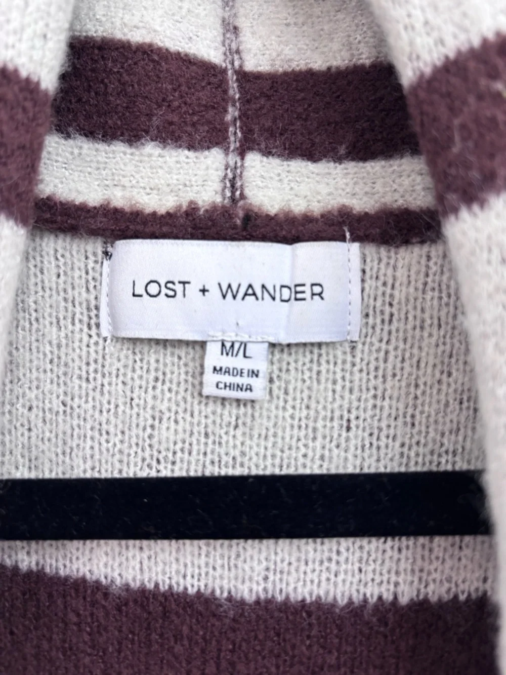 Lost + Wander Grid Plaid Open-Front Long Cardigan in Brown and Cream - SIZE M/L - Picture 10 of 14